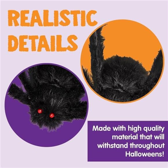 2 Pack 5 Ft. Halloween Outdoor Decorations Black Scary Giant Fake Hairy Spider - Picture 4 of 8